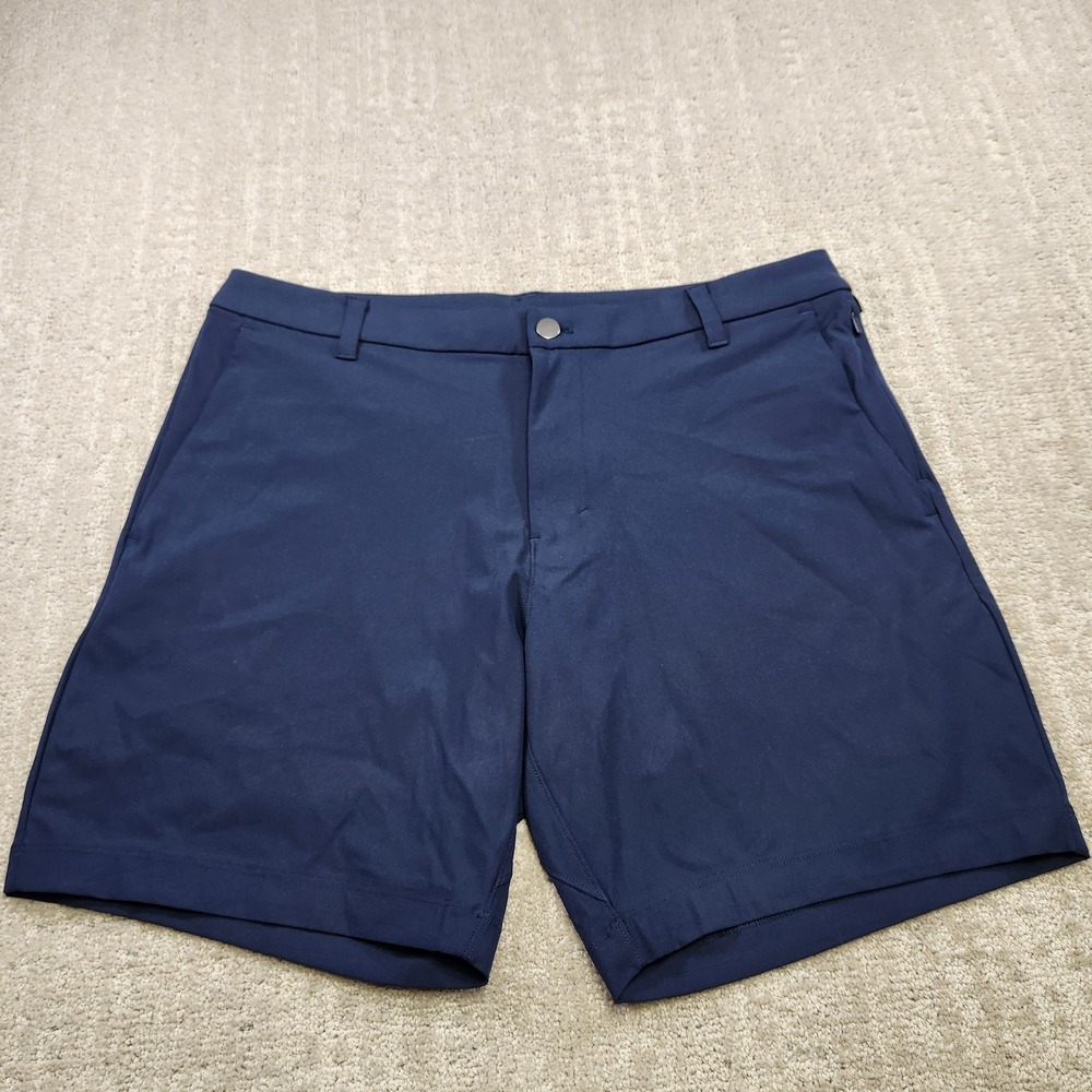Lululemon Commission Shorts Men 34 Blue 7" Warpstreme Performance Chino Stretch